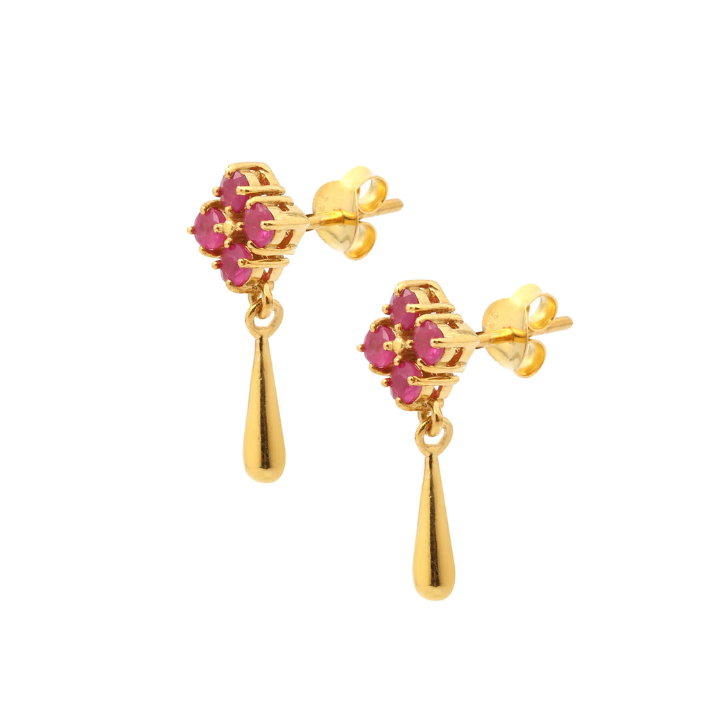 Handcrafted ruby dangle earrings in 925 sterling silver