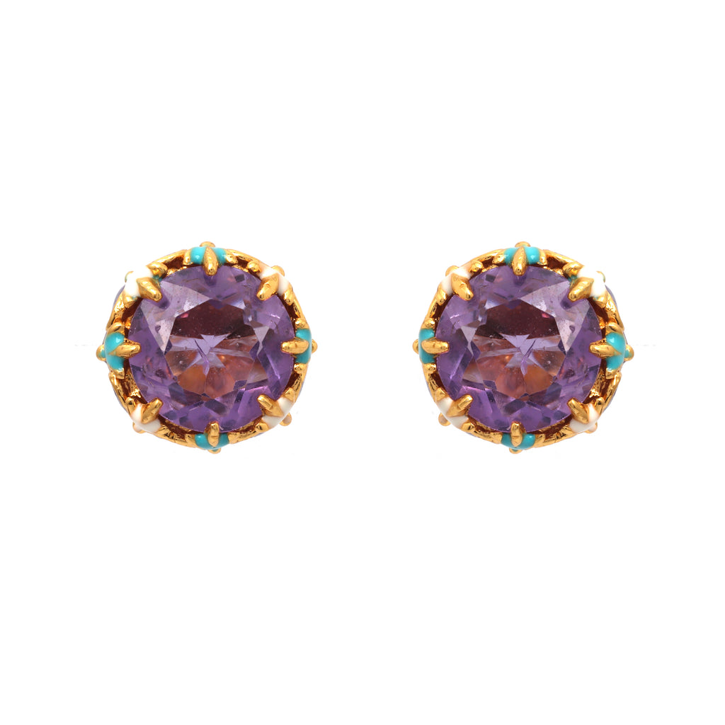 Amethyst stud earrings in 14K gold plated 925 sterling silver