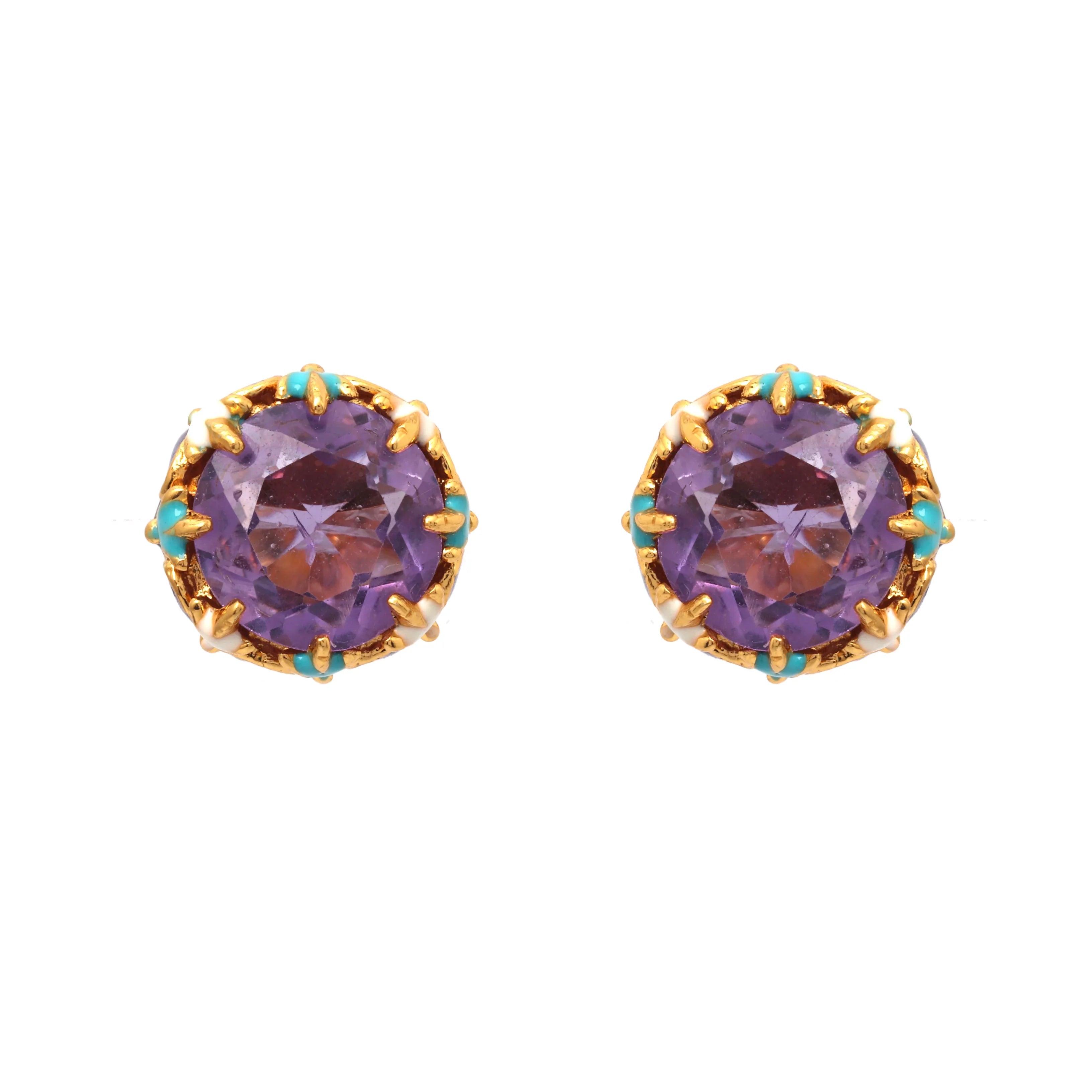 Amethyst stud earrings in 14K gold plated 925 sterling silver