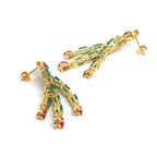 Emerald & Ruby Statement Dangle Earrings in 18K Gold-Plated Sterling Silver