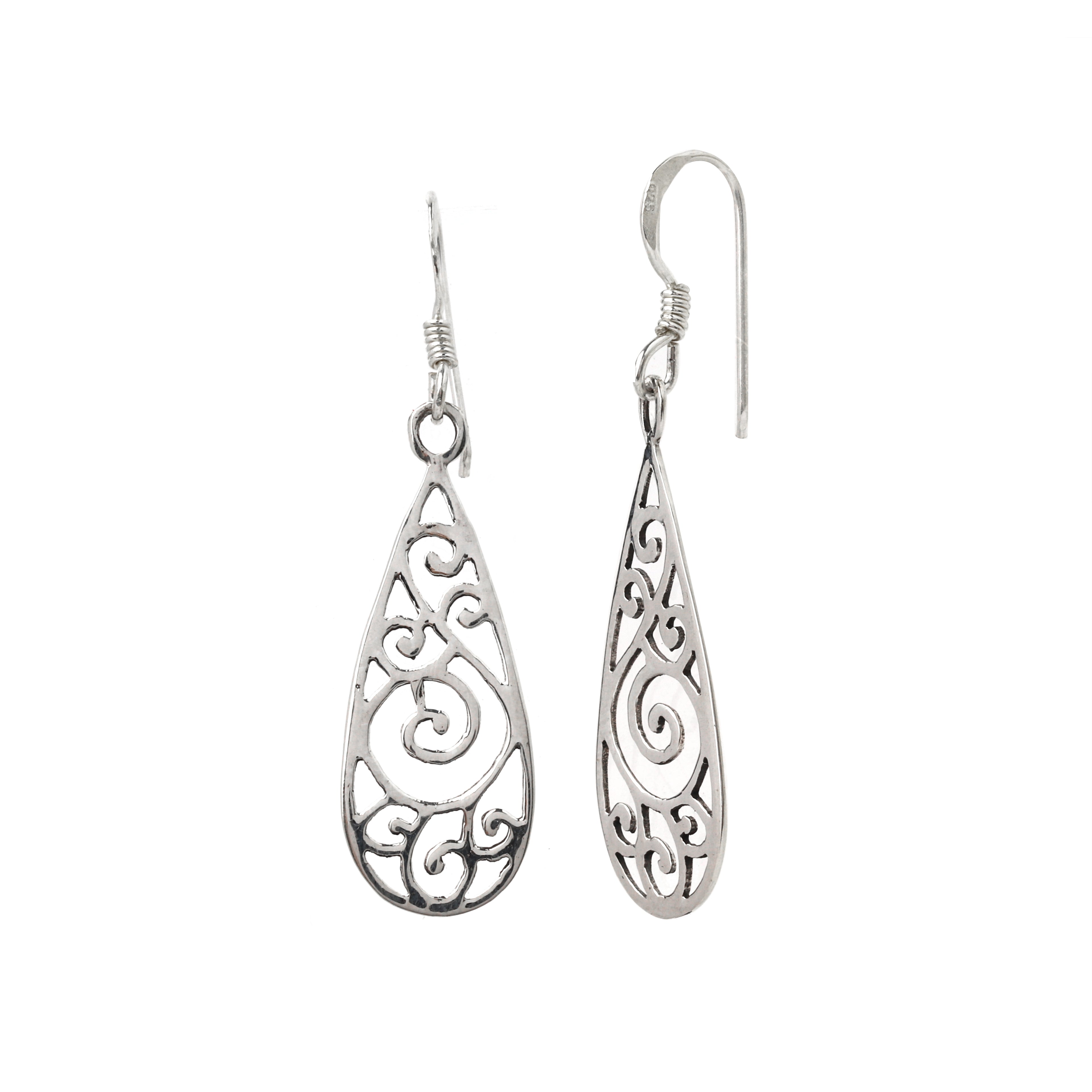 Elegant sterling silver teardrop dangle earrings