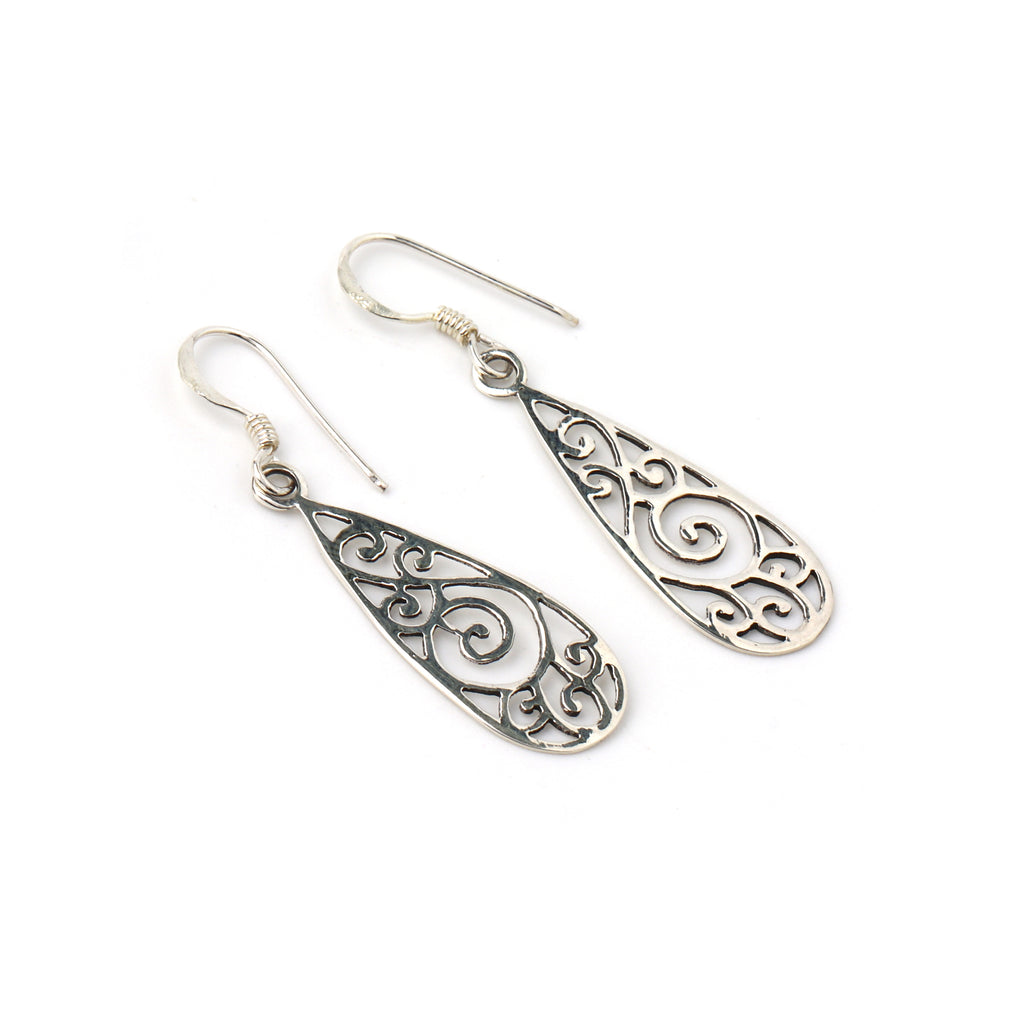 Lightweight swirl drop earrings in sterling silver