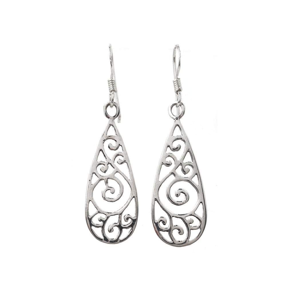 Swirl teardrop earrings in 925 sterling silver