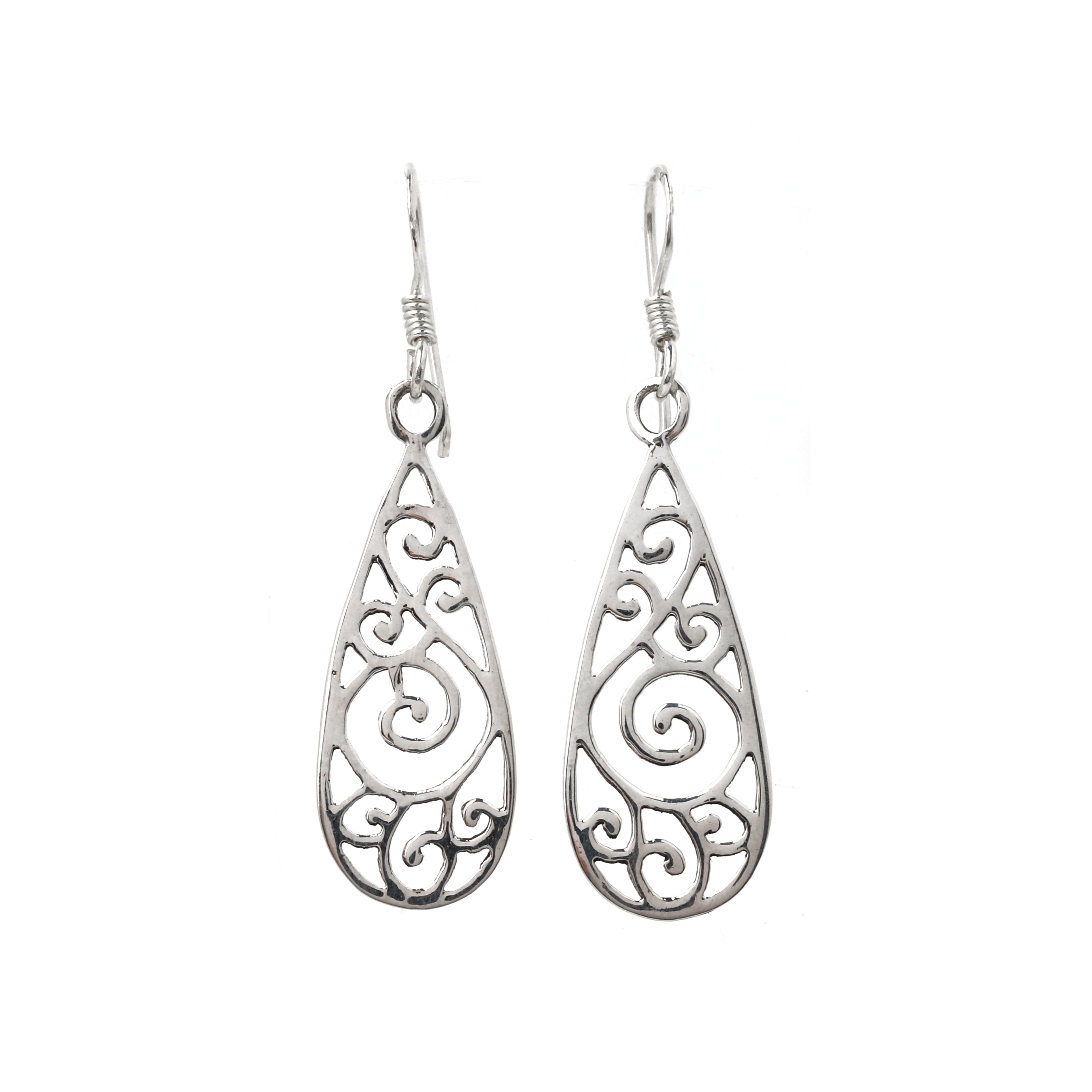 Swirl teardrop earrings in 925 sterling silver