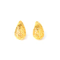 Close-up of honeycomb drop 925 sterling silver gold-plated stud earrings by Jewelry by Crimson