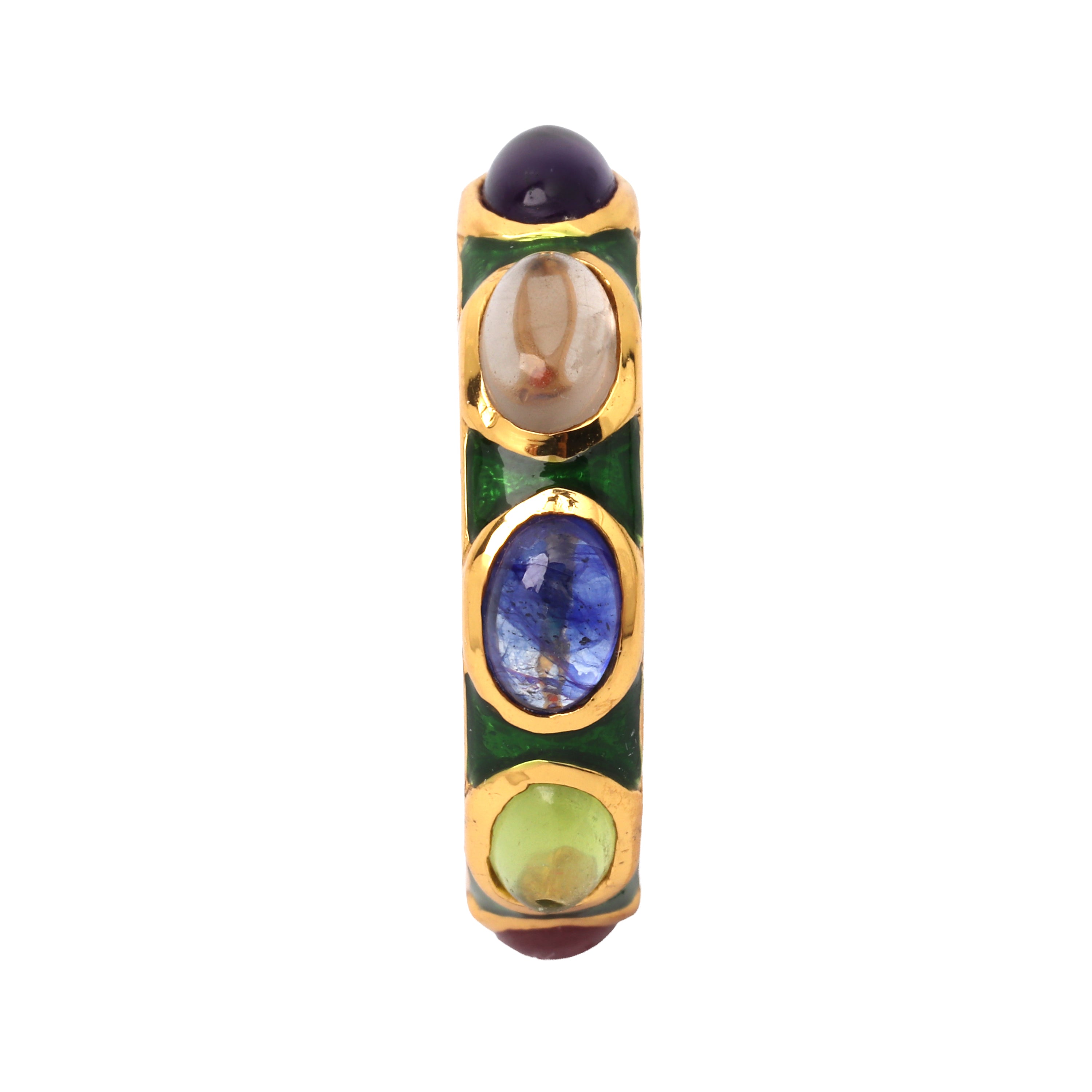 Handcrafted multi gem ring for women in sterling silver