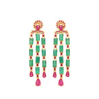 Emerald & Ruby Statement Dangle Earrings in 18K Gold-Plated Sterling Silver