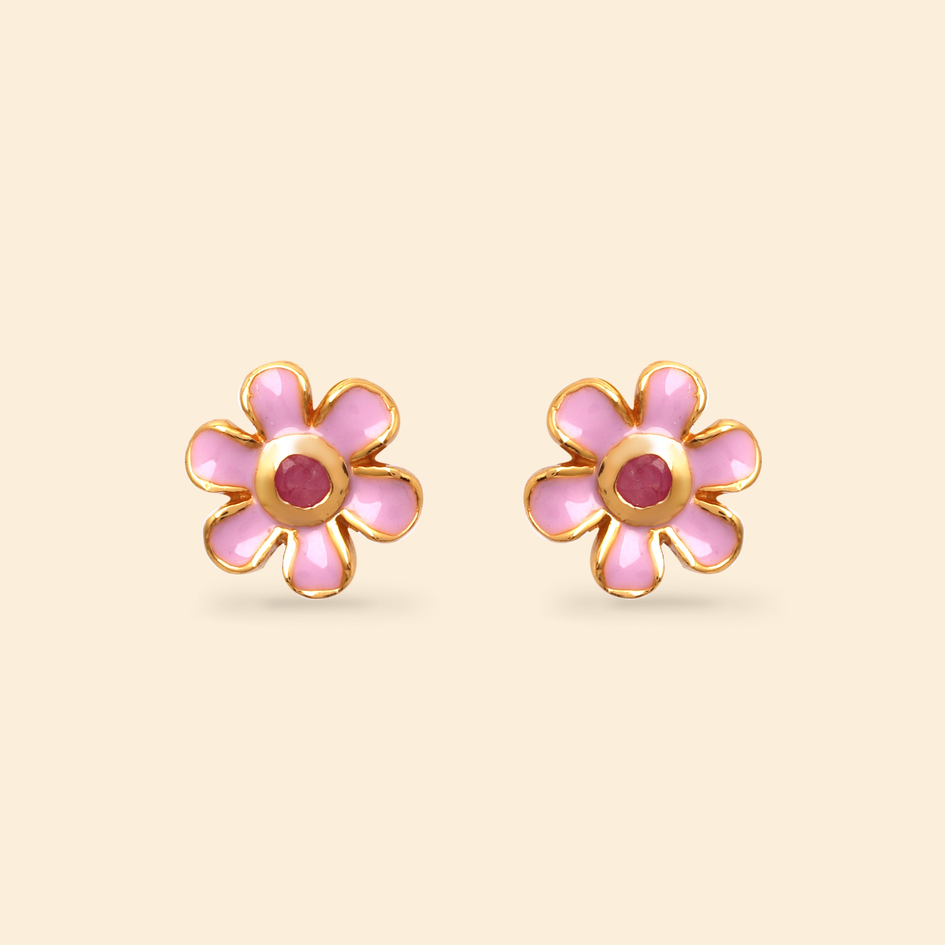 Delicate ruby flower earrings handcrafted in Thailand