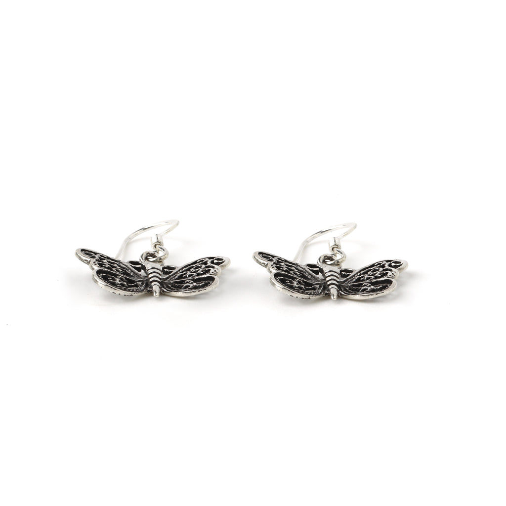 Minimalist sterling silver butterfly dangle earrings
