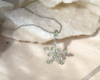 Natural Peridot Snowflake Pendant in 925 Sterling Silver