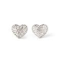 925 sterling silver heart stud earrings with woven open-frame design, polished silver finish by Jewelry by Crimson