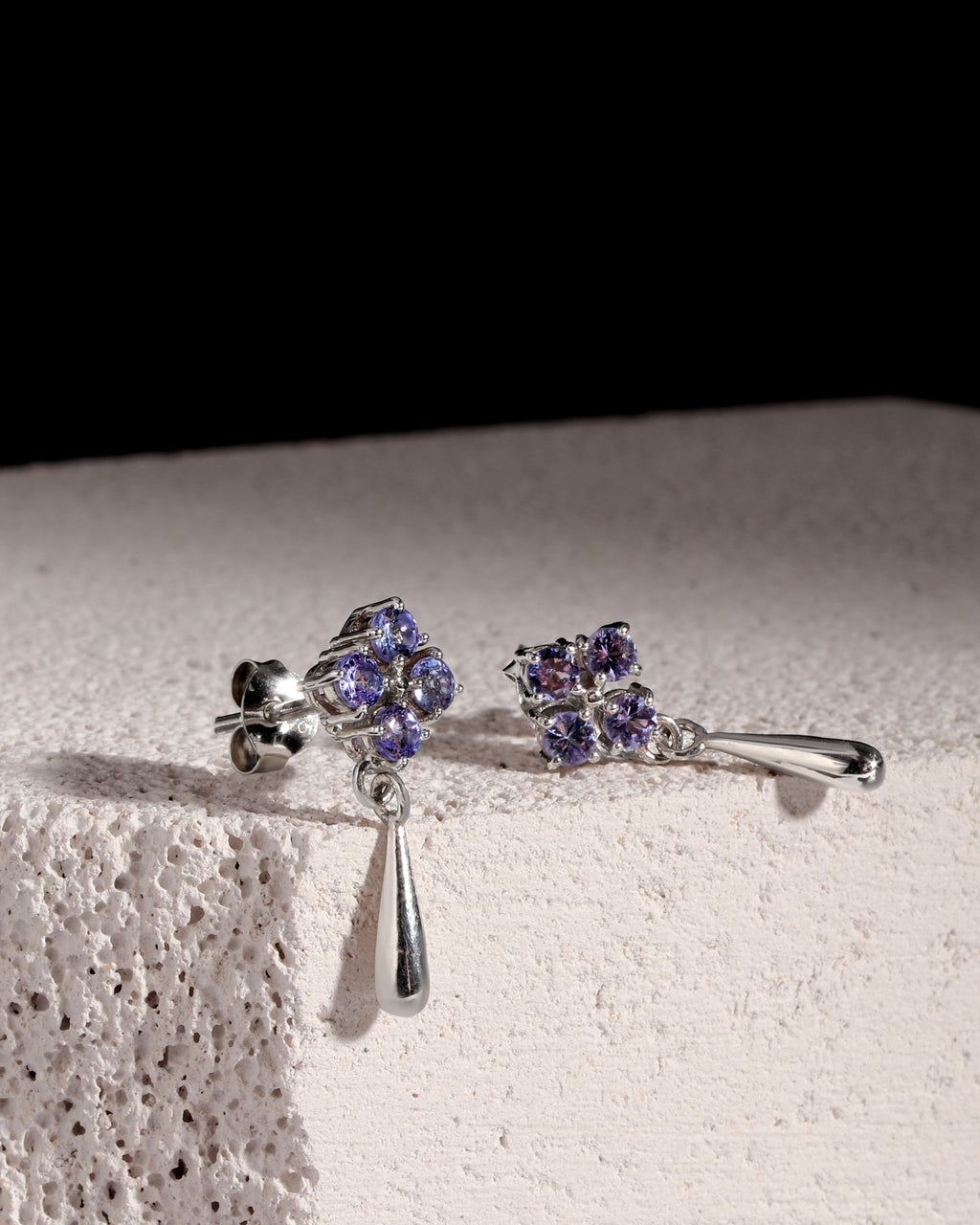 Natural Tanzanite Dangle Drop Earrings in 925 Sterling Silver
