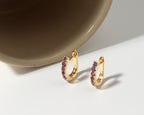February birthstone amethyst hoop earrings in gold