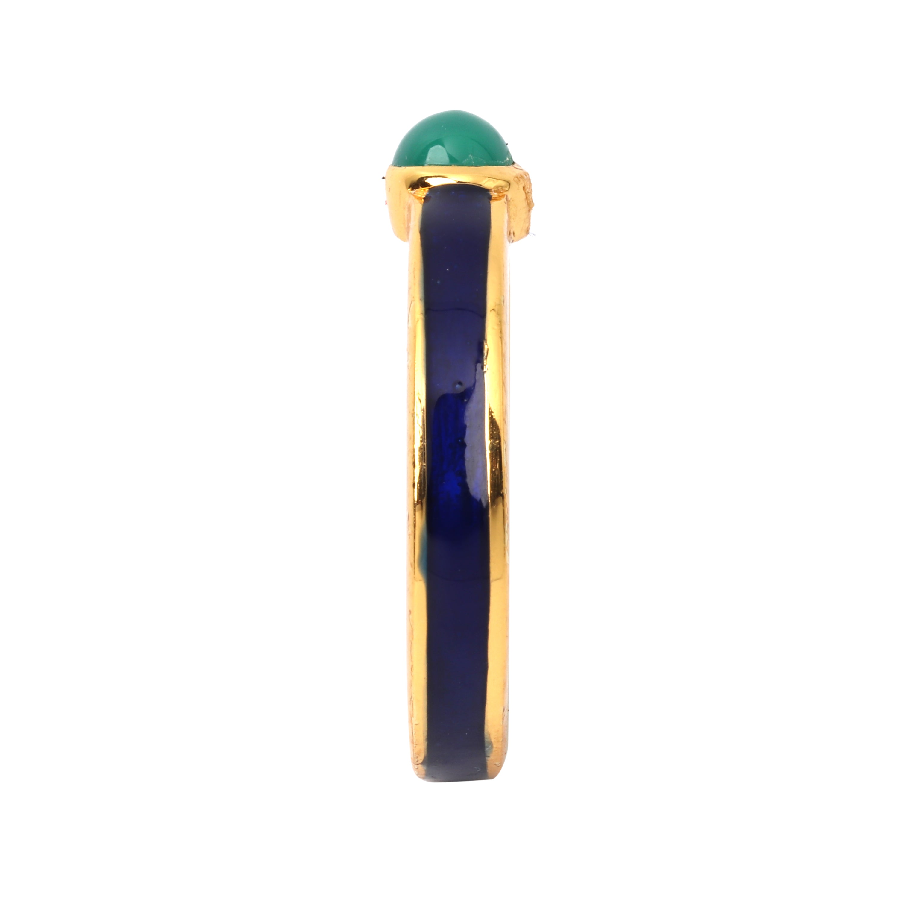 Elegant emerald solitaire ring with gold plated finish