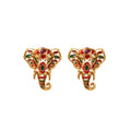 Gold plated ruby elephant earrings in 925 sterling silver with colorful enamel accents