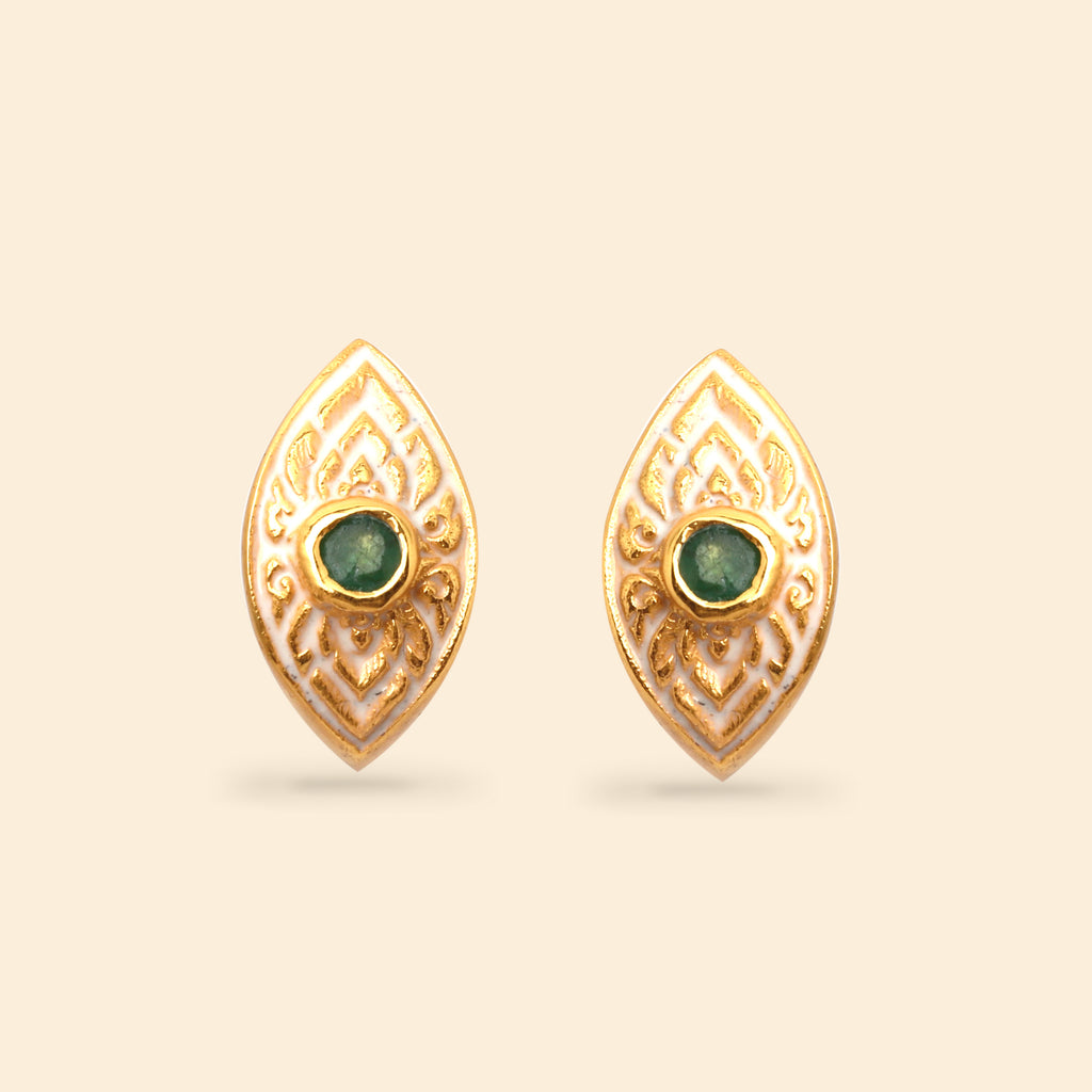 Minimalist luxury emerald stud earrings for women