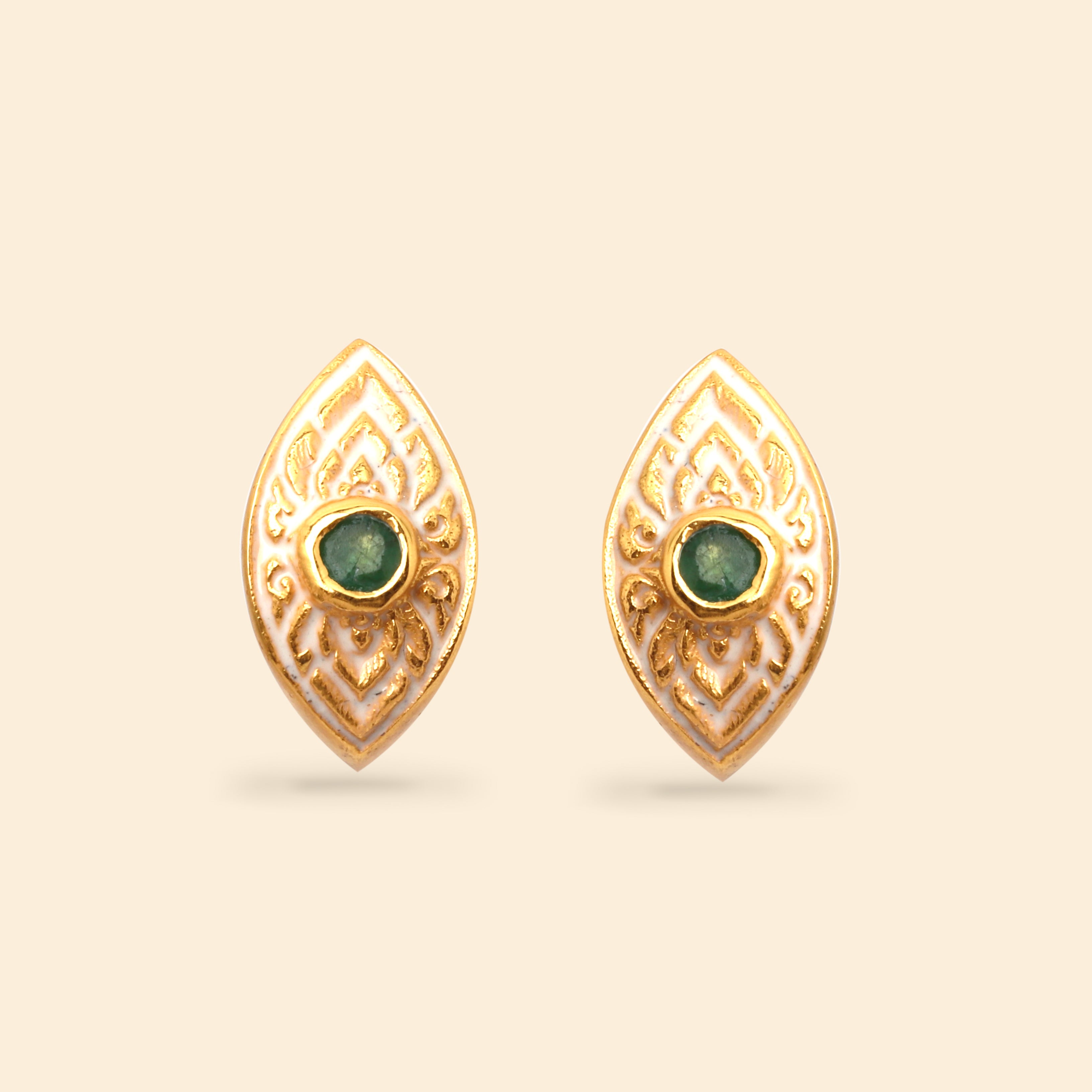 Minimalist luxury emerald stud earrings for women