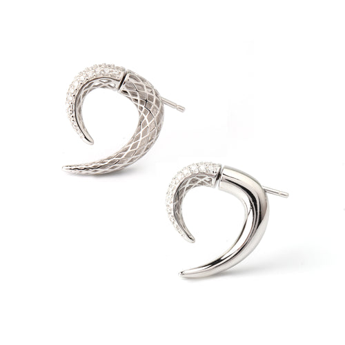 Sterling silver elephant tusk earrings with cubic zircon