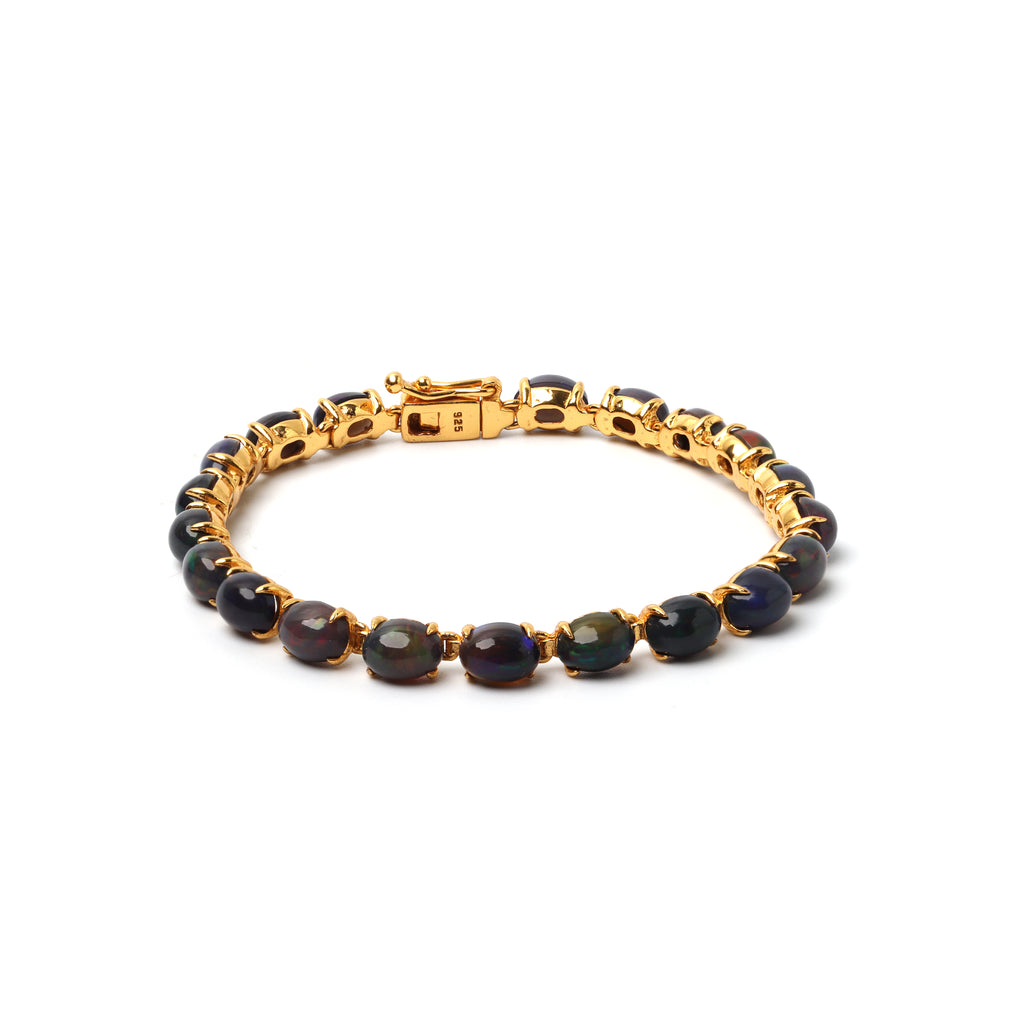 Black opal bracelet in 14K gold plated 925 sterling silver