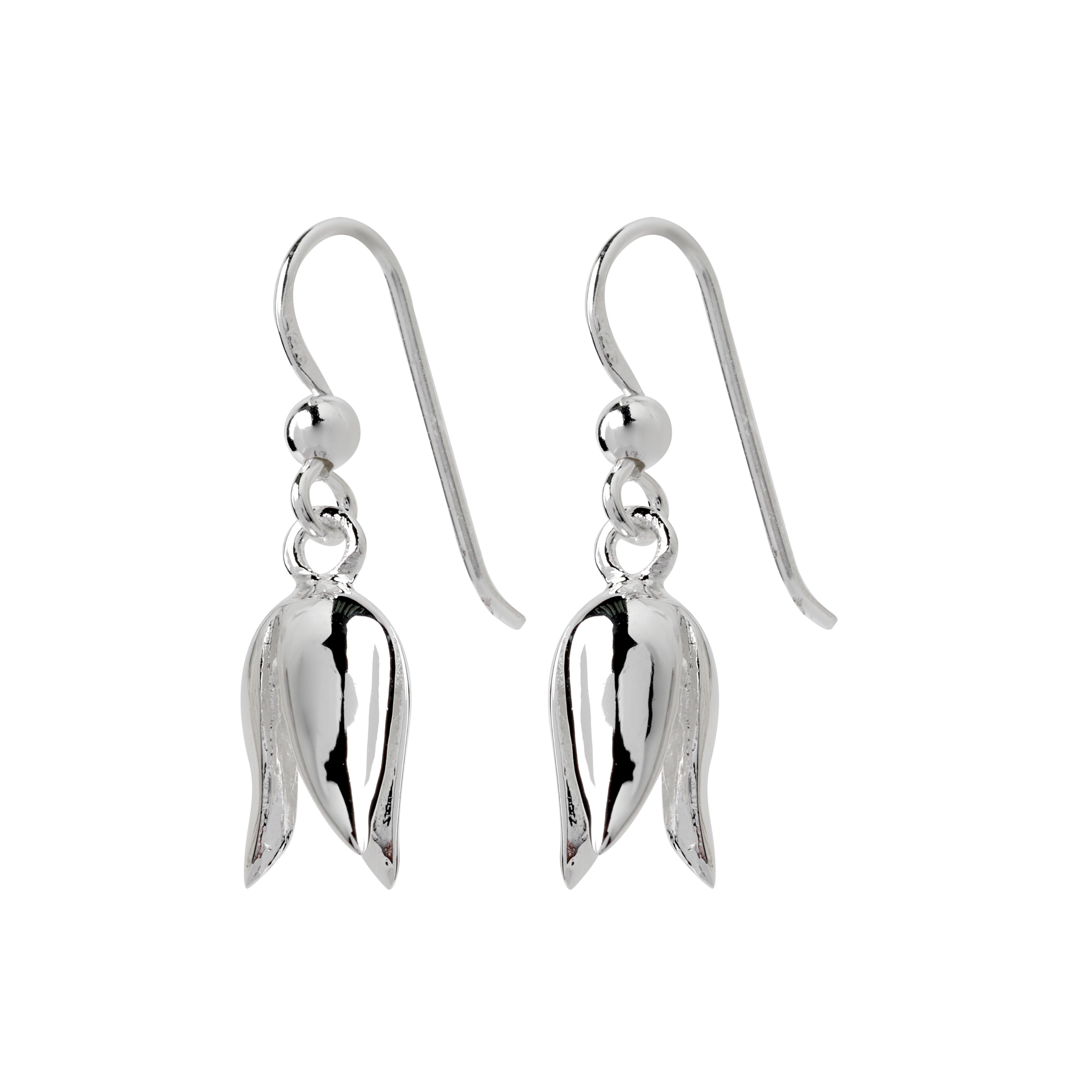 Minimalist tulip earrings handcrafted in sterling silver