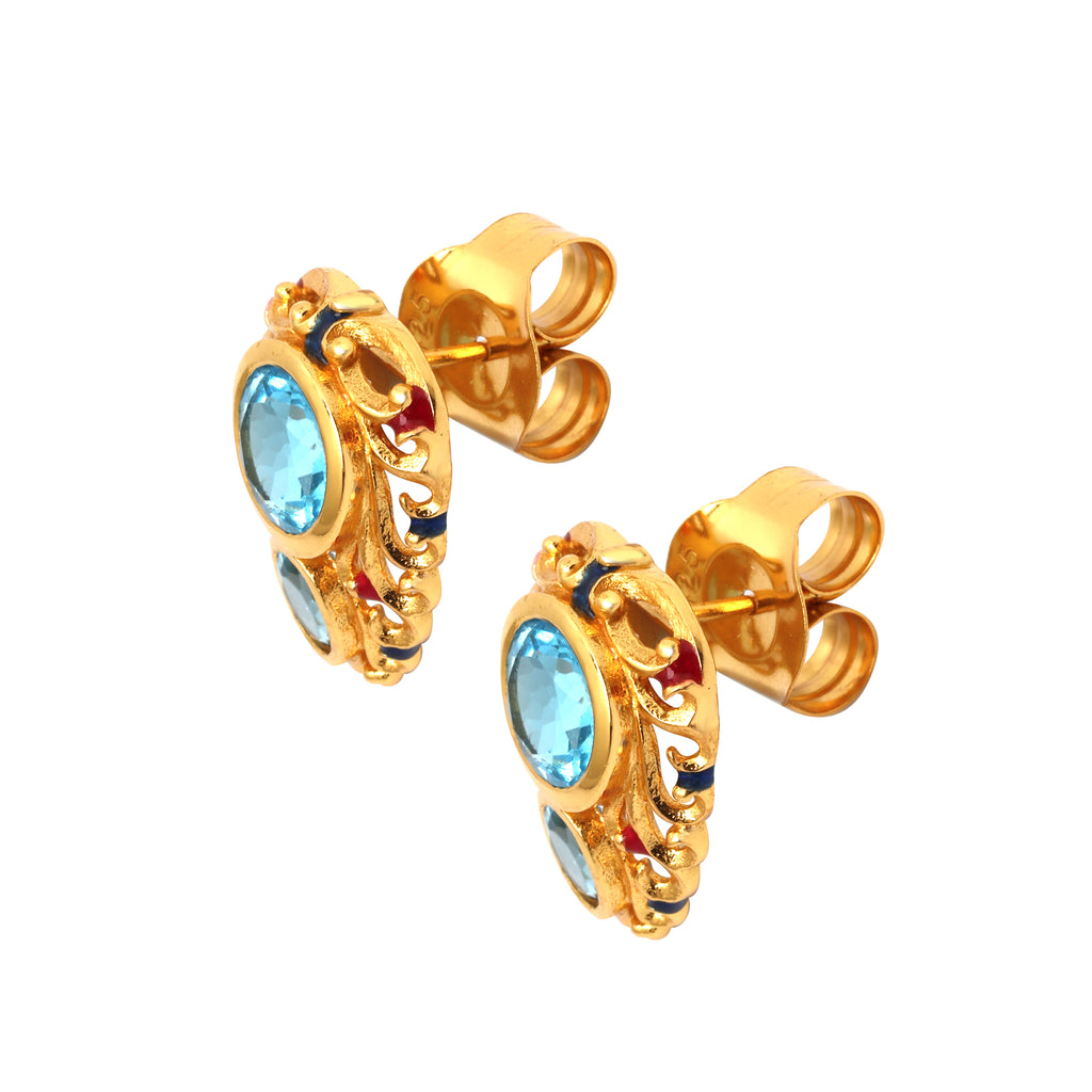 Handcrafted blue topaz statement earrings for women