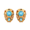 Gold plated blue topaz earrings in 925 sterling silver