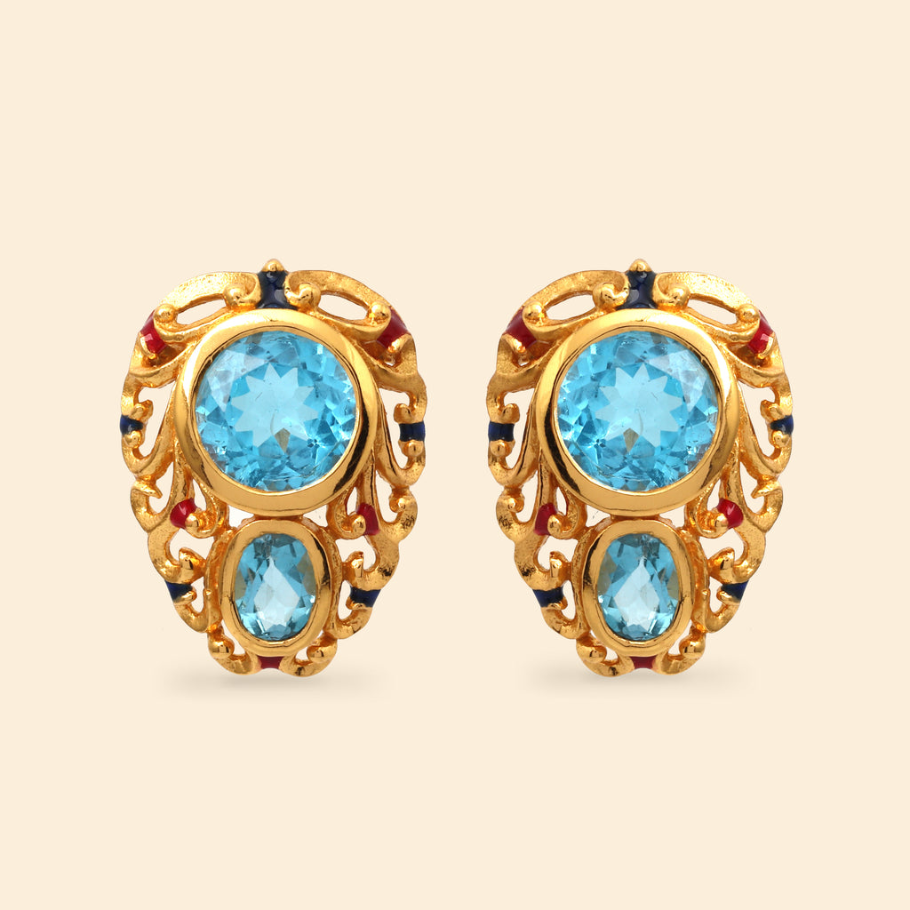 Luxury blue gemstone earrings handcrafted in Thailand