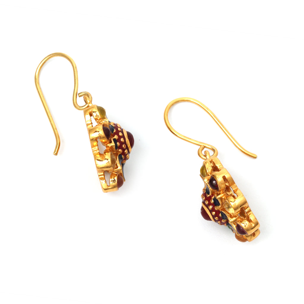 Elegant ruby multi gem dangle earrings for women in sterling silver