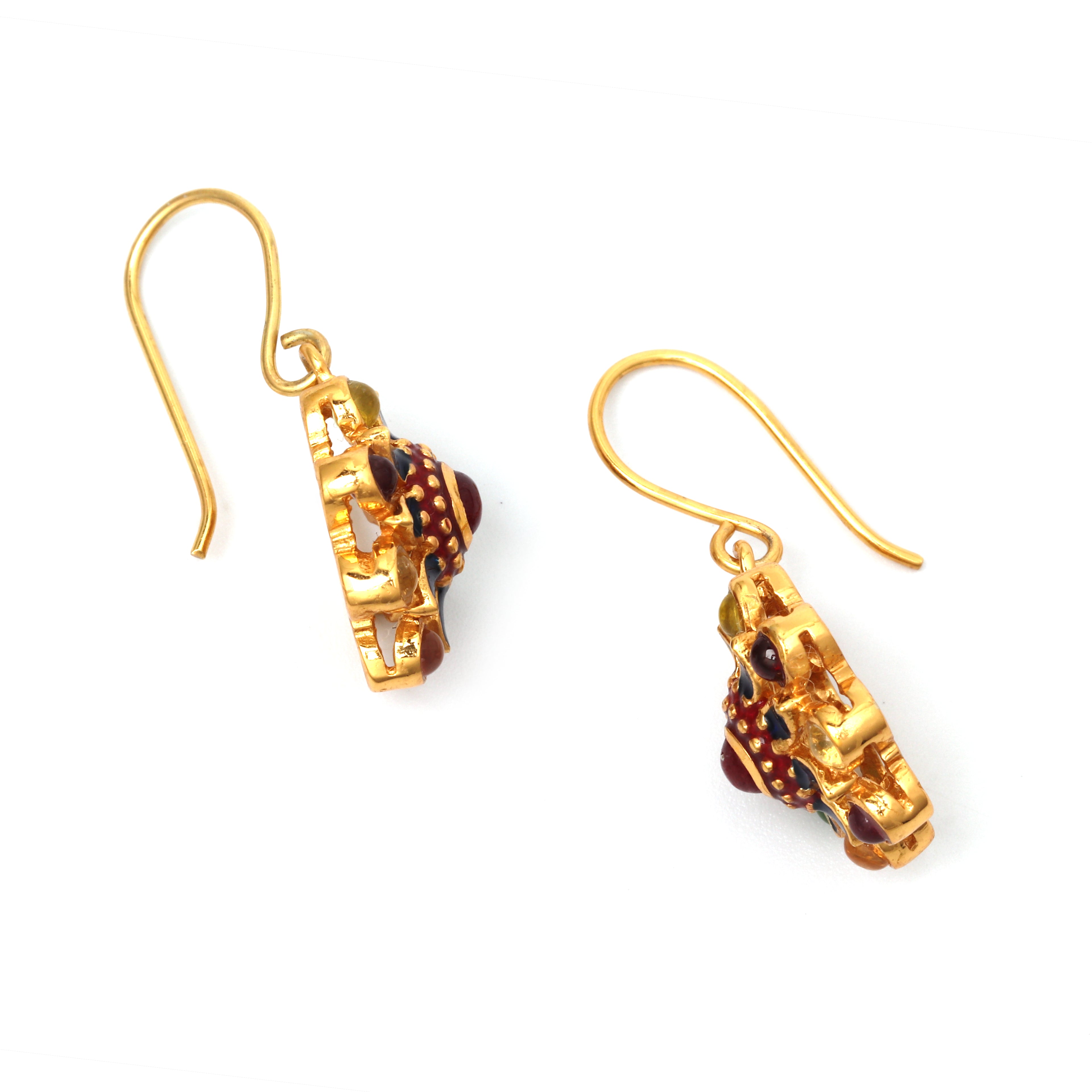 Elegant ruby multi gem dangle earrings for women in sterling silver