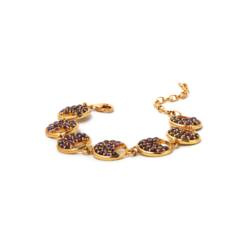 Handcrafted amethyst link bracelet featuring elegant purple gemstones
