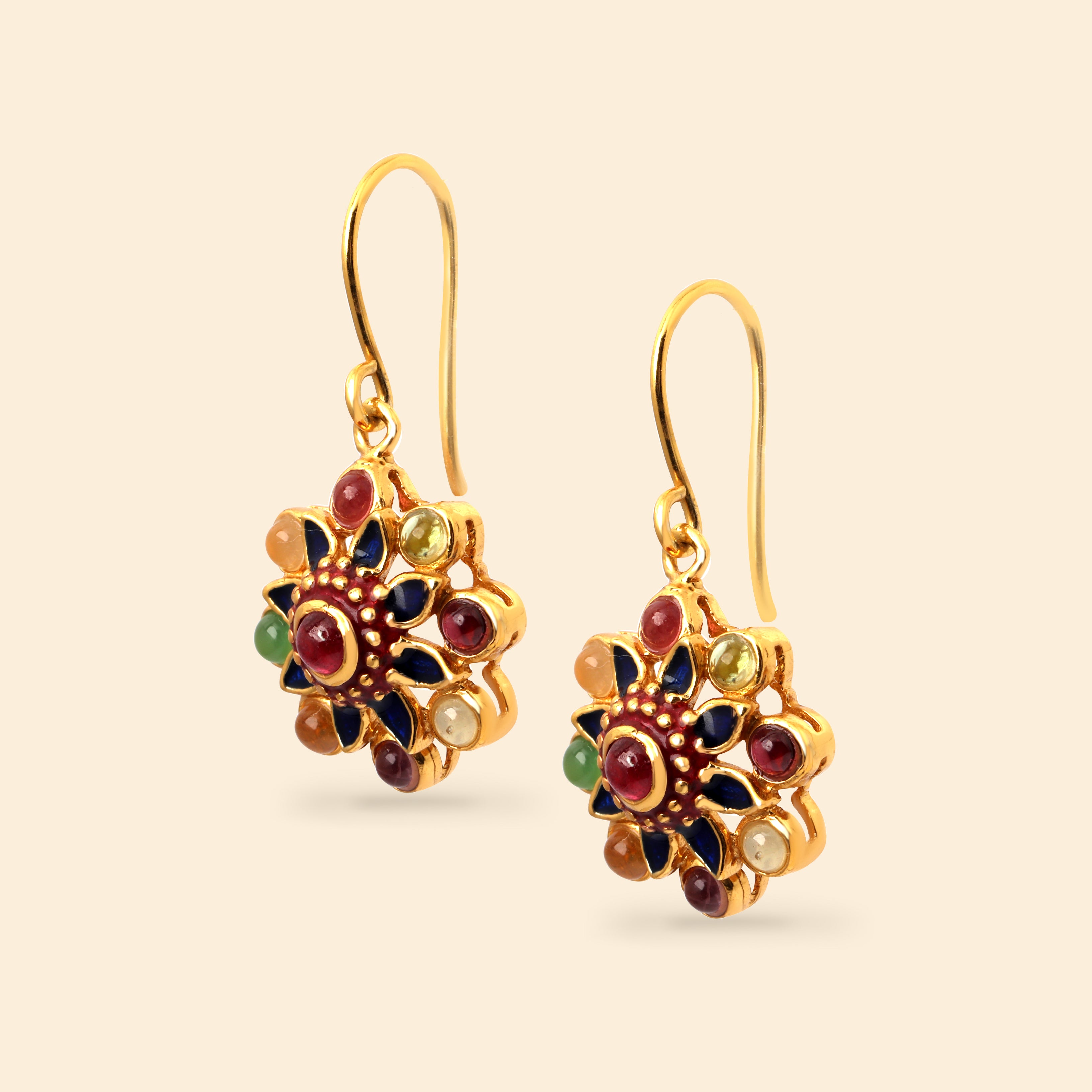 Vintage inspired ruby floral earrings by Jewelry by Crimson