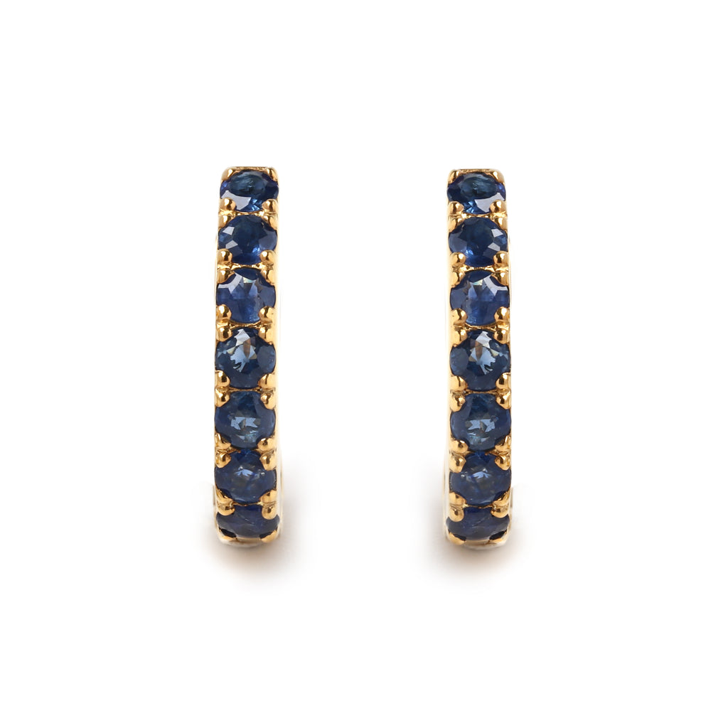 Flow-inspired sapphire hoop earrings in 925 sterling silver, modern and elegant design by Jewelry by Crimson