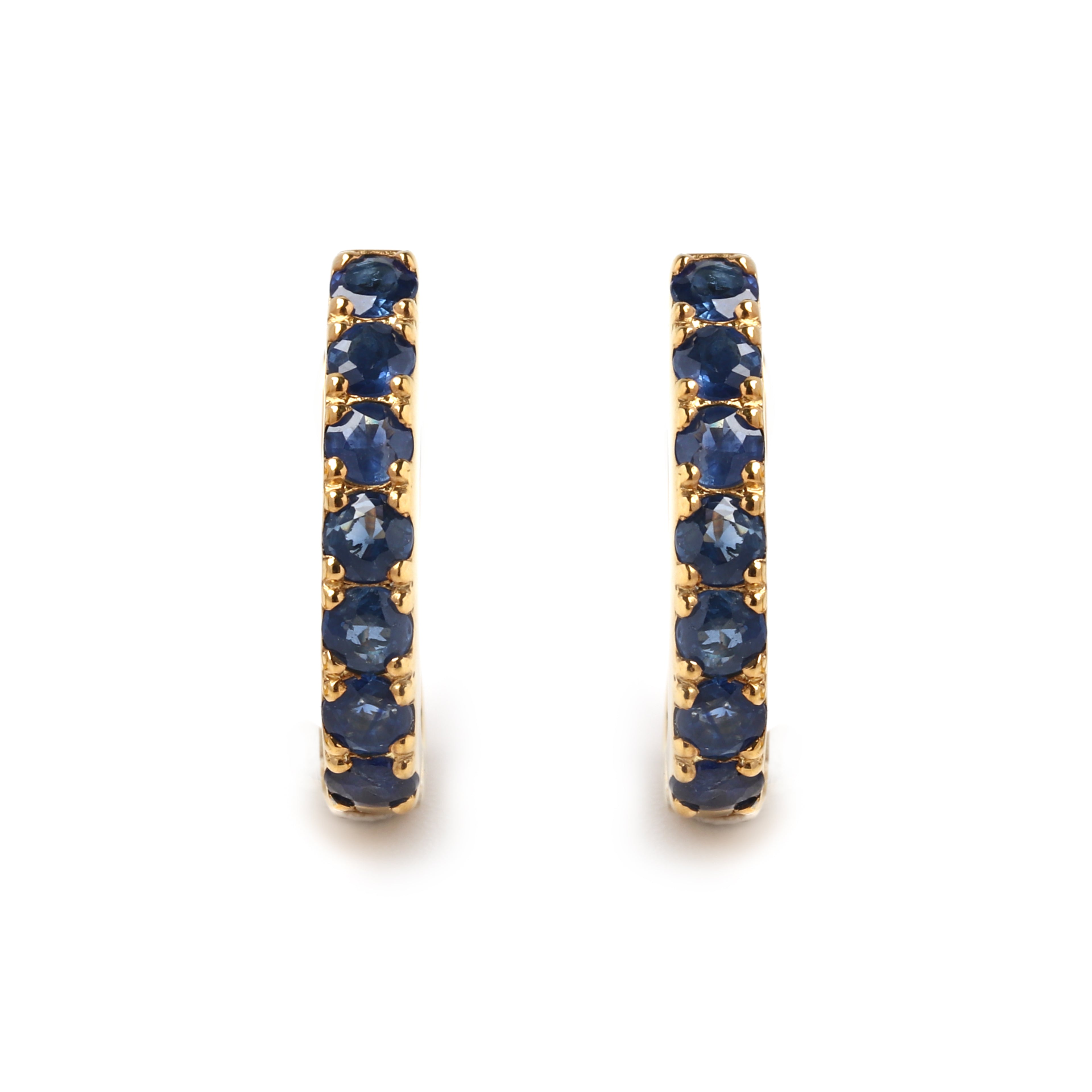 Flow-inspired sapphire hoop earrings in 925 sterling silver, modern and elegant design by Jewelry by Crimson