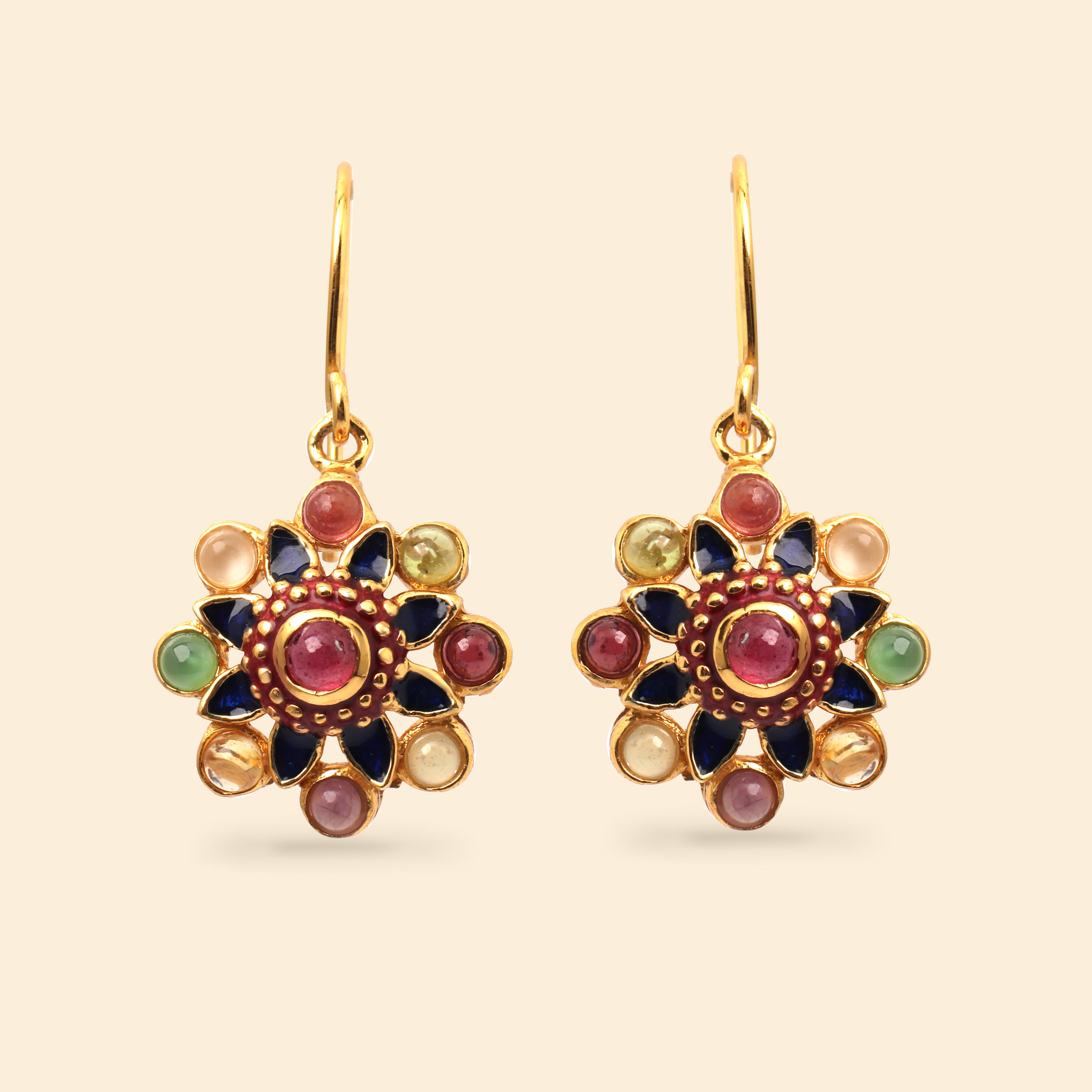 Natural ruby and gemstone earrings handcrafted in Thailand