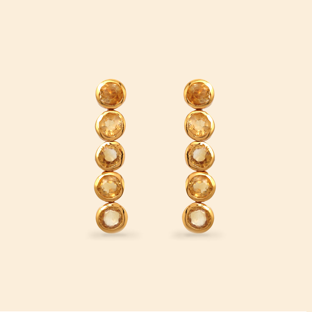 Gold plated sterling silver earrings with natural citrine gemstones