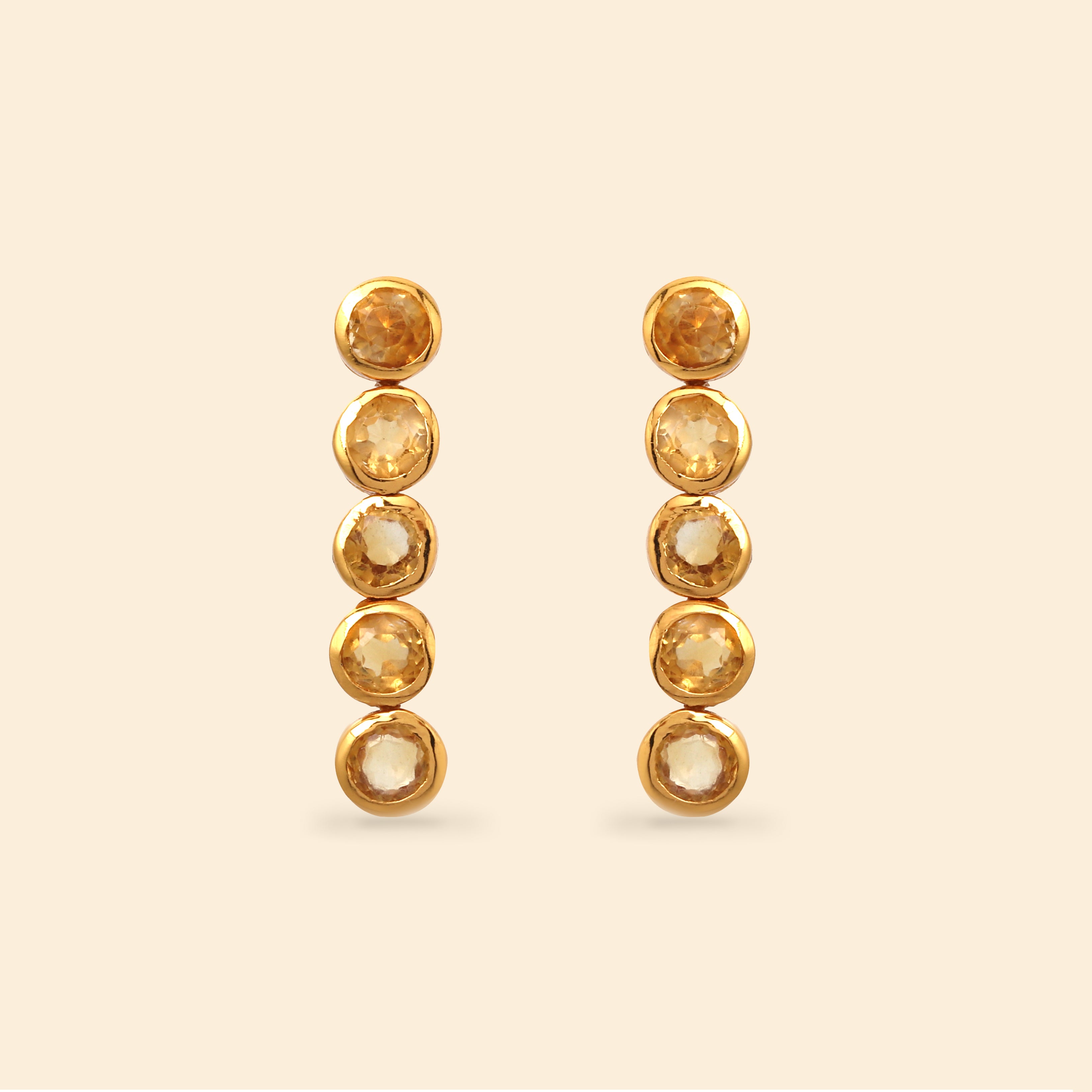 Gold plated sterling silver earrings with natural citrine gemstones