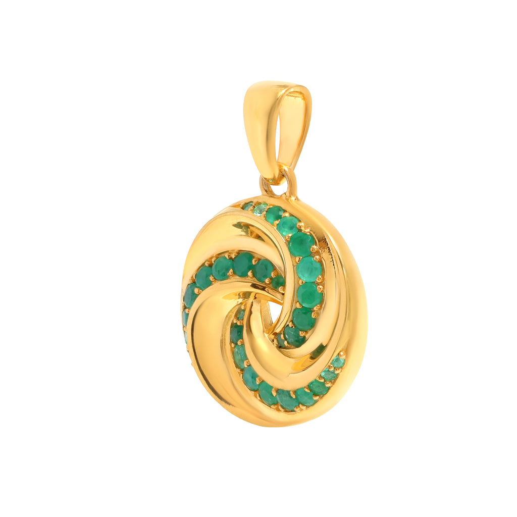 Luxury Emerald Twisted Pendant in 18K Gold-Plated Sterling Silver