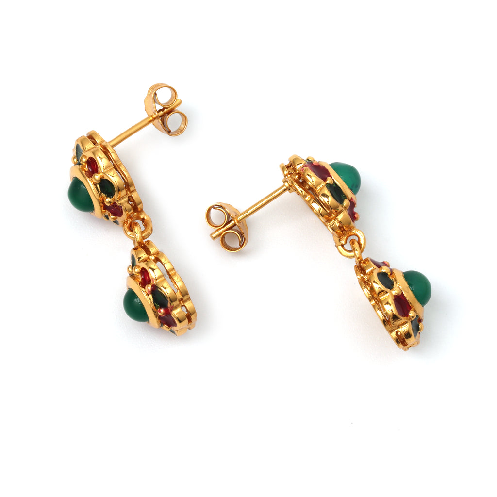 Elegant emerald gemstone dangle earrings by Jewelry by Crimson
