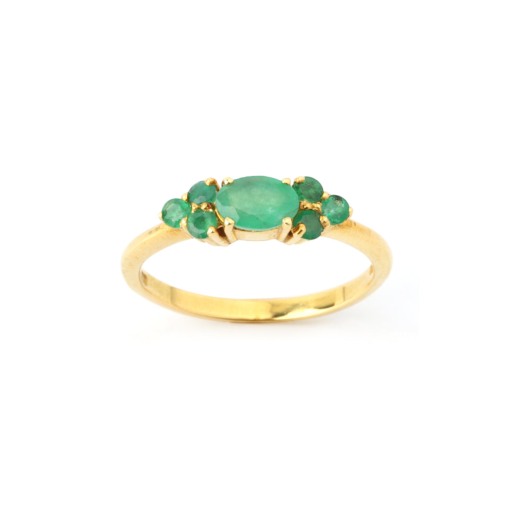 Elegant seven stone emerald cluster ring