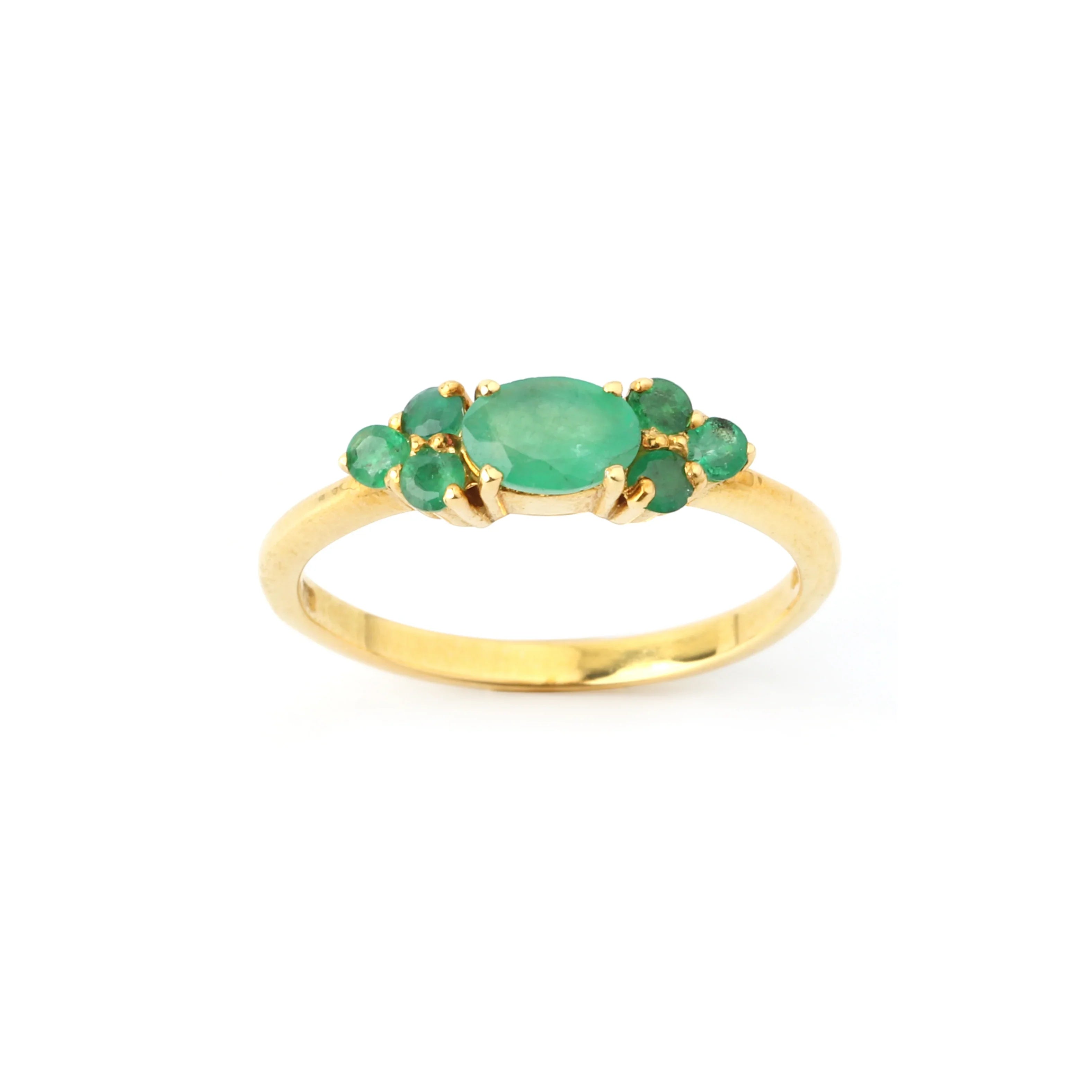 Elegant seven stone emerald cluster ring