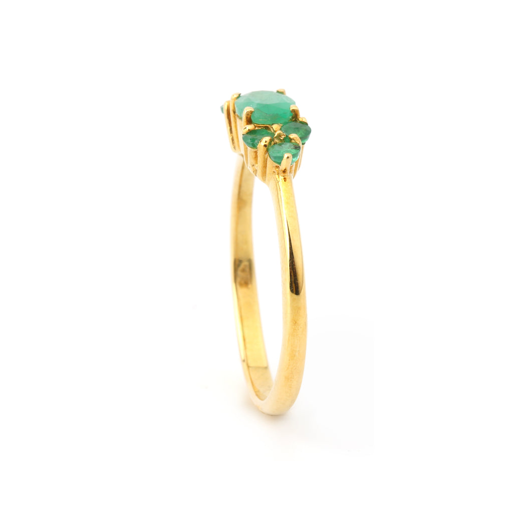Minimal luxury emerald ring in green and gold tones