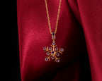 Amethyst snowflake pendant in gold plated silver — packaging view