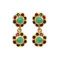 Gold plated emerald floral drop earrings in 925 sterling silver