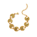 Gold plated peridot bracelet in 925 sterling silver with circular gemstone links