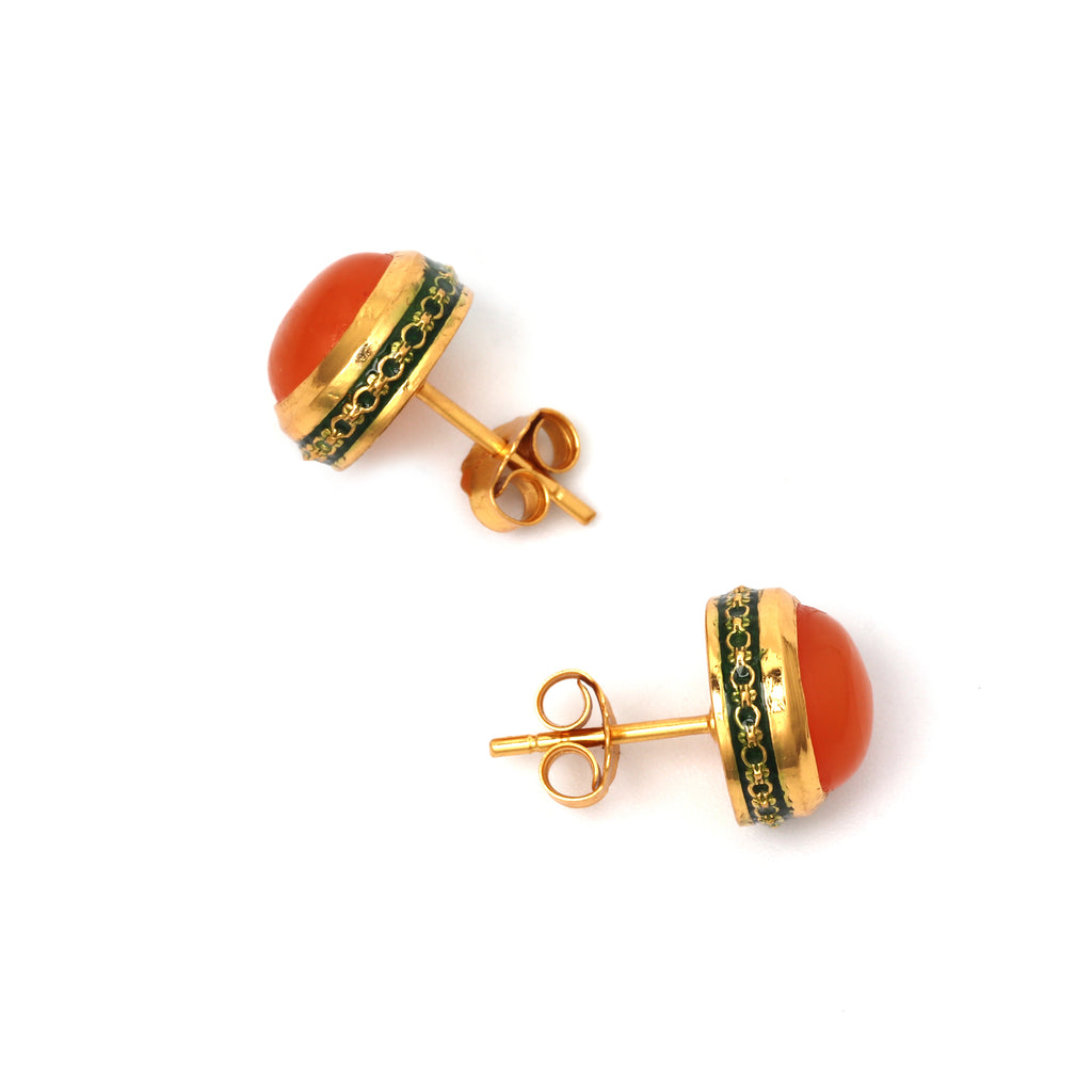 Small carnelian gold plated earrings for everyday wear