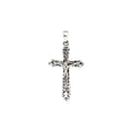 Close-up of 925 sterling silver cross pendant with textured finish and polished edges by Jewelry by Crimson