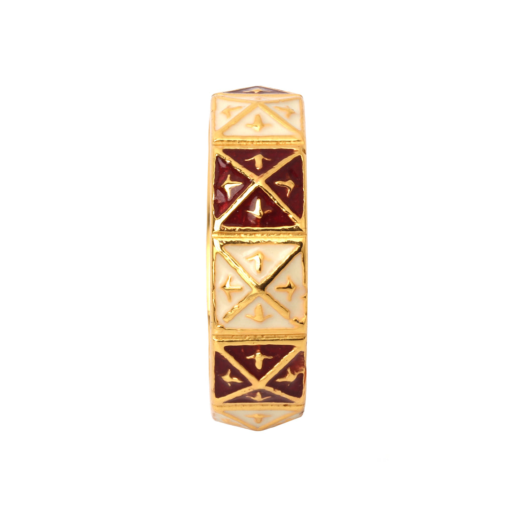 Handcrafted sterling silver enamel ring with gold finish