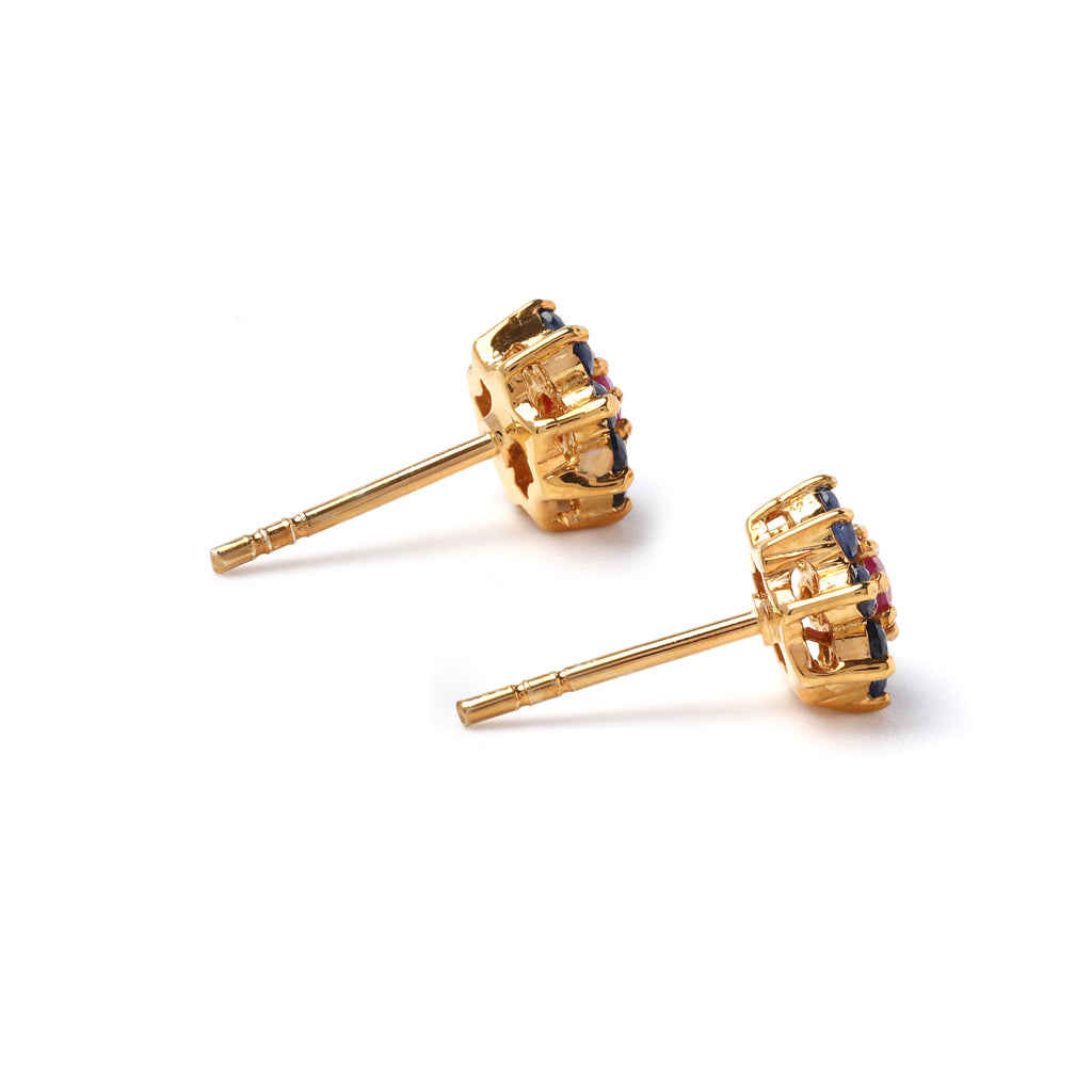 Handcrafted ruby and sapphire earrings by Jewelry by Crimson