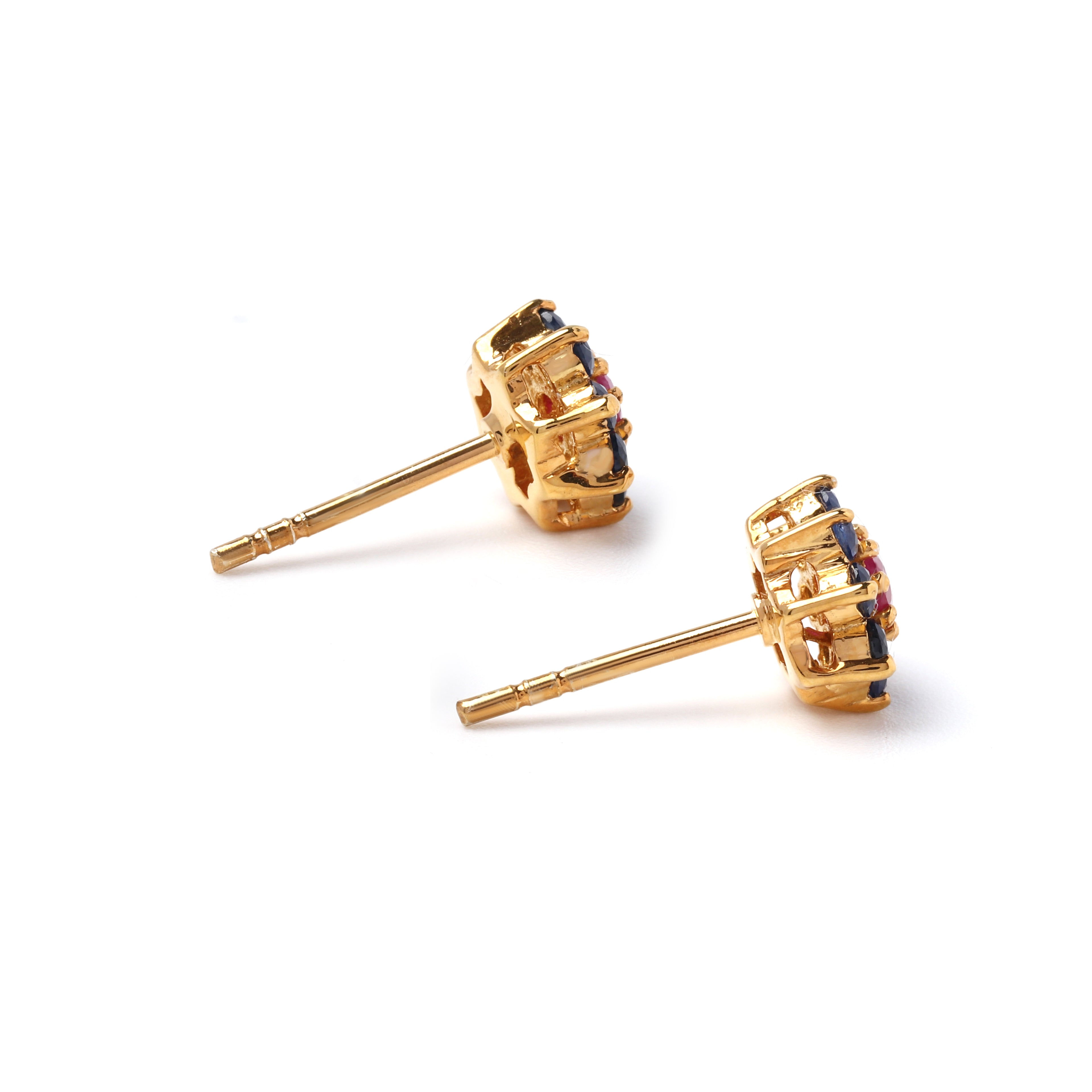 Handcrafted ruby and sapphire earrings by Jewelry by Crimson