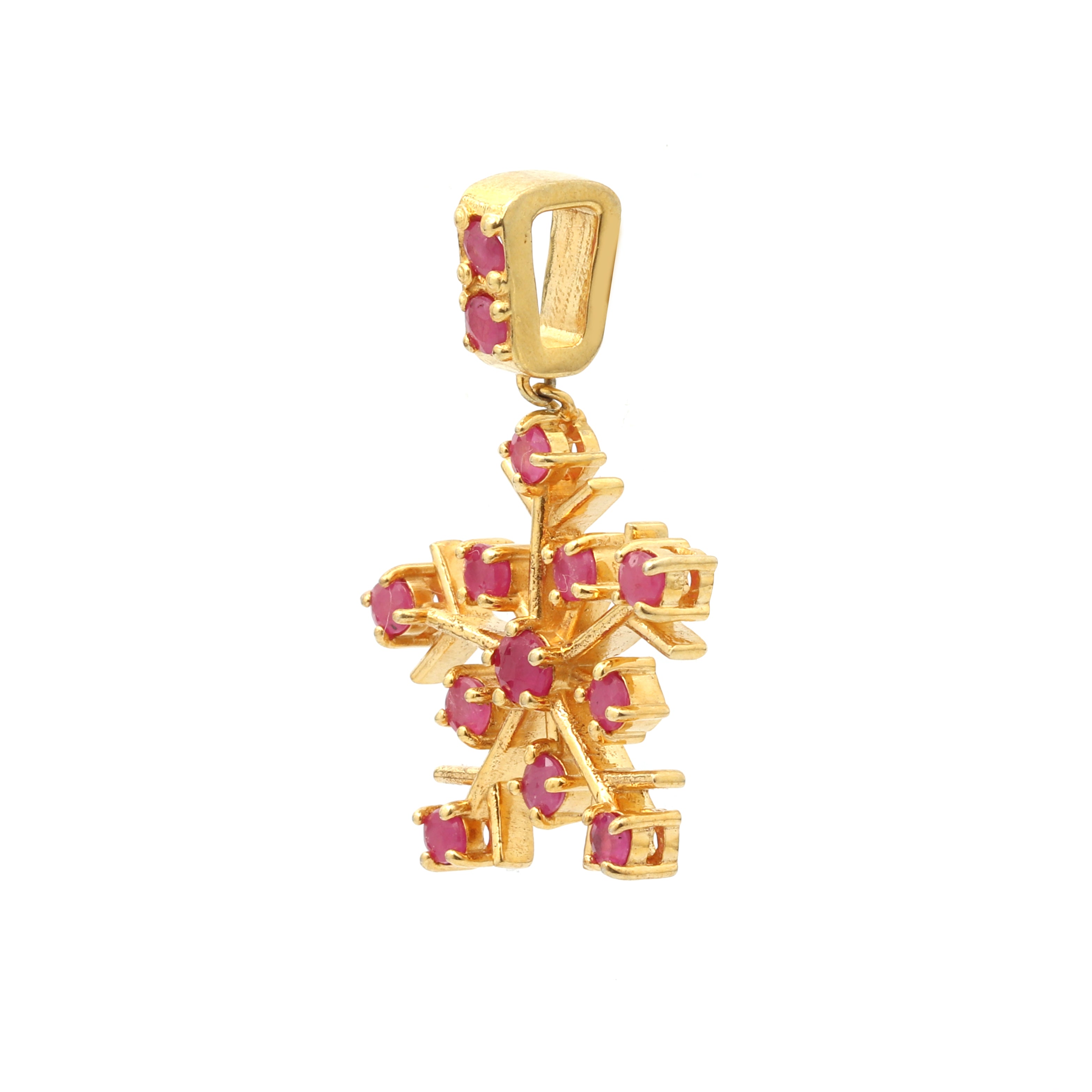 Elegant snowflake pendant with ruby gemstones